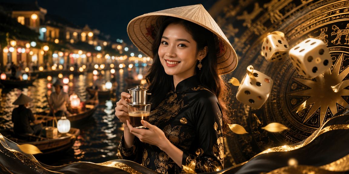 Bộ xúc xắc Tài Xỉu bên nón lá Hội An – biểu tượng trò chơi truyền thống Việt Nam